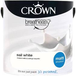 Crown Breatheasy Wall Paint, Ceiling Paint Brilliant White,Sail White,Chalky White,Canvas White,Milk White 2.5L