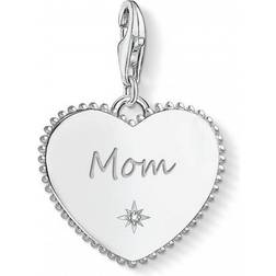 Thomas Sabo Charm Club Heart Mum Charm Pendant - Silver/White