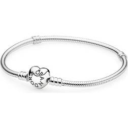 Pandora Heart Clasp Snake Chain Bracelet - Silver