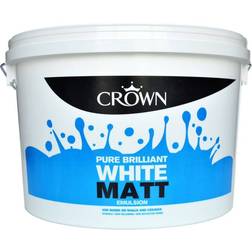 Crown Matt Emulsion Wall Paint, Ceiling Paint Brilliant White 10L