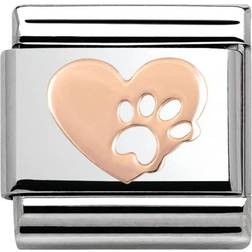 Nomination Composable Classic Link Heart With Paw Charm - Silver/Rose Gold