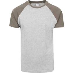 Urban Classics Raglan Contrast T-Shirt - Grey/Army Green