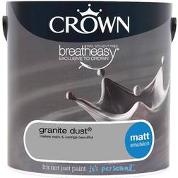 Crown Breatheasy Wall Paint, Ceiling Paint Granite Dust,City Break,Cloud Burst,Grey Putty,Smoked Glass,Soft Ash,Soft Shadow,Spotlight 2.5L