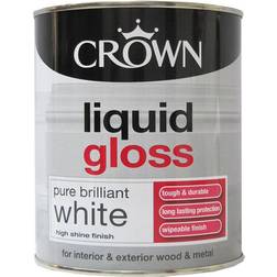 Crown Liquid Gloss Metal Paint, Wood Paint Brilliant White 0.75L