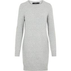 Vero Moda O-Neck Knitted Dress - Grey/Light Grey Melange