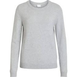 Vila Ril Round Neck Knitted Pullover - Grey/Light Grey Melange