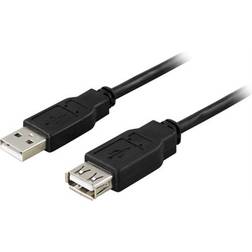 Deltaco USB A - USB A M-F 2.0 1m