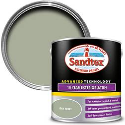 Sandtex 10 Year Exterior Satin Metal Paint, Wood Paint Green 2.5L