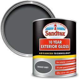 Sandtex 10 Year Exterior Gloss Metal Paint, Wood Paint Smokey Grey 0.75L