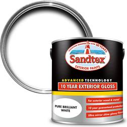 Sandtex 10 Year Exterior Gloss Metal Paint, Wood Paint Brilliant White 2.5L