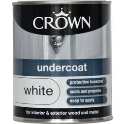 Crown Undercoat Metal Paint, Wood Paint Brilliant White 0.75L