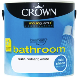 Crown Breatheasy Bathroom Wet Room Paint Brilliant White 2.5L