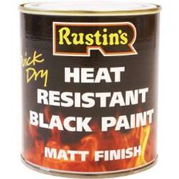 Rustins Quick Dry Heat Resistant Metal Paint, Wood Paint Black 0.5L
