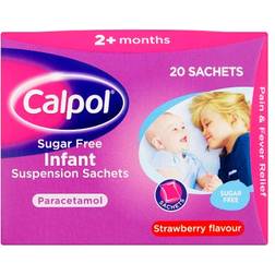 Calpol Sugar Free Infant Suspension Strawberry 120mg 5ml 20pcs Sachets