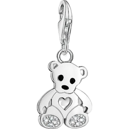 Thomas Sabo Charm Club Teddy Bear with Heart Charm Pendant - Silver/White