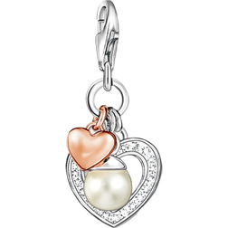 Thomas Sabo Charm Club Hearts with Pearl Charm Pendant - Rose Gold/Silver/White/Pearl