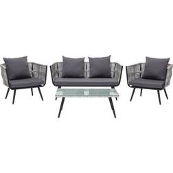 Beliani Ragusa Outdoor Lounge Set, 1 Table incl. 2 Chairs & 1 Sofas