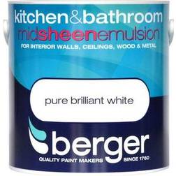 Berger Kitchen & Bathroom Wall Paint, Ceiling Paint Pure Brilliant White 2.5L