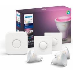 Philips Hue White and Colour Ambience with Smart Button LED Lamp 5.7W GU10 3-pack Starter Kit