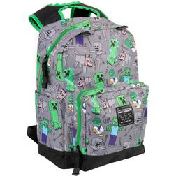 Minecraft 17" Overworld All Over Backpack - Grey/Green