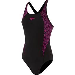Speedo Boomstar Splice Flyback Swimsuit - Black/Pink