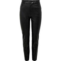 Only Emily Faux Leather Trousers - Black/Black