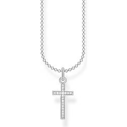 Thomas Sabo Cross Pavé Necklace - Silver/White