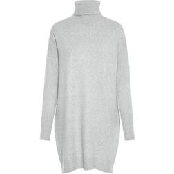 Vero Moda Rollneck Knitted Dress - Grey/Light Grey Melange