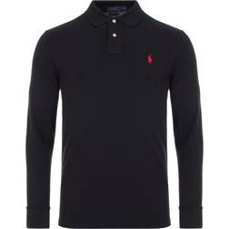 Polo Ralph Lauren Slim Fit Mesh Long Sleeve Polo Shirt - Black