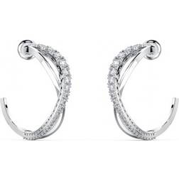 Swarovski Twist Hoop Pierced Earrings - Silver/White