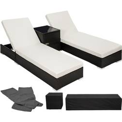 tectake 2 Sunloungers with Protective Cover