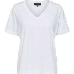 Selected V Neck T-shirt - White/Bright White