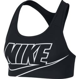 Nike Dri-Fit Swoosh Non-Padded Logo Sports Bra - Black/White