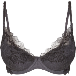 Wacoal Lace Perfection Plunge Push Up Bra - Charcoal