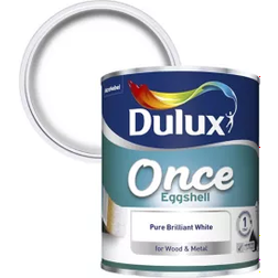 Dulux Once Eggshell Metal & wood Paint Pure Brilliant White 0.75L