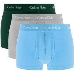 Calvin Klein Cotton Stretch Low Rise Trunks 3-pack - Jade Sea/Sky High/Sleek Silver