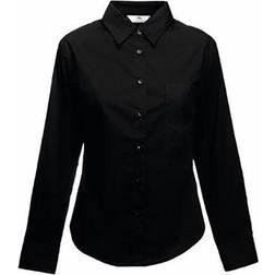Fruit of the Loom Women's Poplin Long Sleeve Shirt - Black