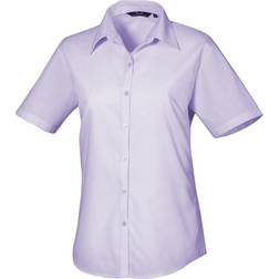 Premier Women's Short Sleeve Poplin Blouse - Lilac