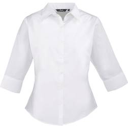 Premier Women's Poplin Three-Quarter Sleeve Blouse - White