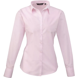 Premier Women's Long Sleeve Poplin Blouse - Pink