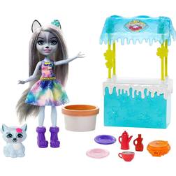 Mattel Enchantimals Warmin' Up Cocoa Stand with Hawna Husky & Whipped Cream Dolls