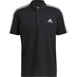 adidas Aeroready Essentials Pique Embroidered Small Logo 3-Stripes Polo Shirt - Black/White