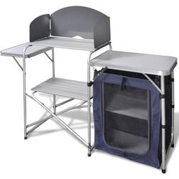 vidaXL Foldable Camping Kitchen Unit with Aluminum Windshield