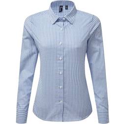Premier Women's Maxton Check Long Sleeve Shirt - Light Blue/White