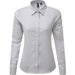 Premier Women's Maxton Check Long Sleeve Shirt - Silver/White