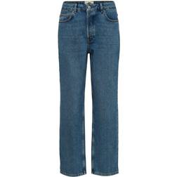 Selected High Straight Fit Jeans - Blue/Medium Blue Denim