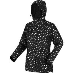 Regatta Women's Bertille Lightweight Hooded Waterproof Jacket - Black Dot