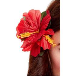 Smiffys Hawaiian Flower Hair Clip Red