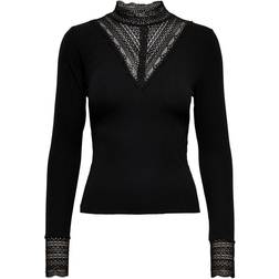 Only Lace Detail Top - Black