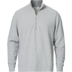 Sunspel Half Zip Loopback Sweatshirt - Grey Melange